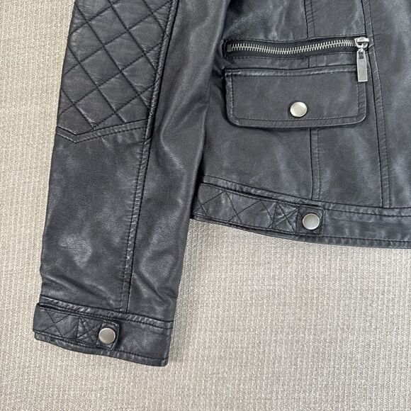 BNCI by blanc noir Faux Leather Motorcycle Jacket Grunge Biker Black Medium - Picture 2 of 8